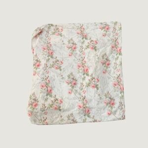 Ralph Lauren Faye Floral Twin Fitted Sheet Pink Roses Cream Cotton Made in USA
